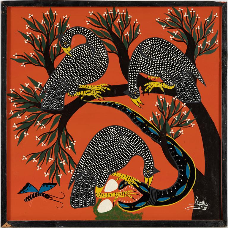 Aly, Tingatinga painting, Exotic Birds.