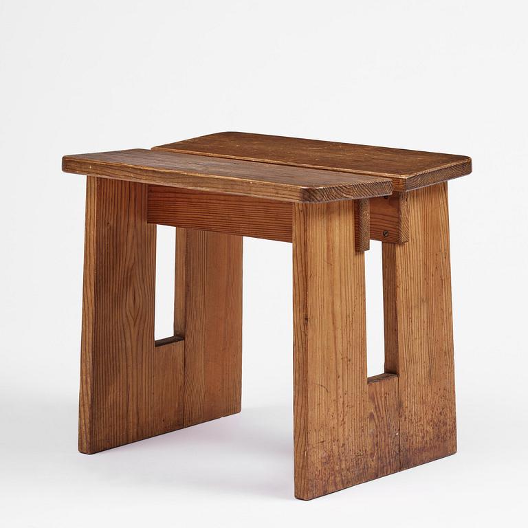 Axel Einar Hjorth, a "Skoga" stained pine stool, Nordiska Kompaniet, Sweden, 1930s.