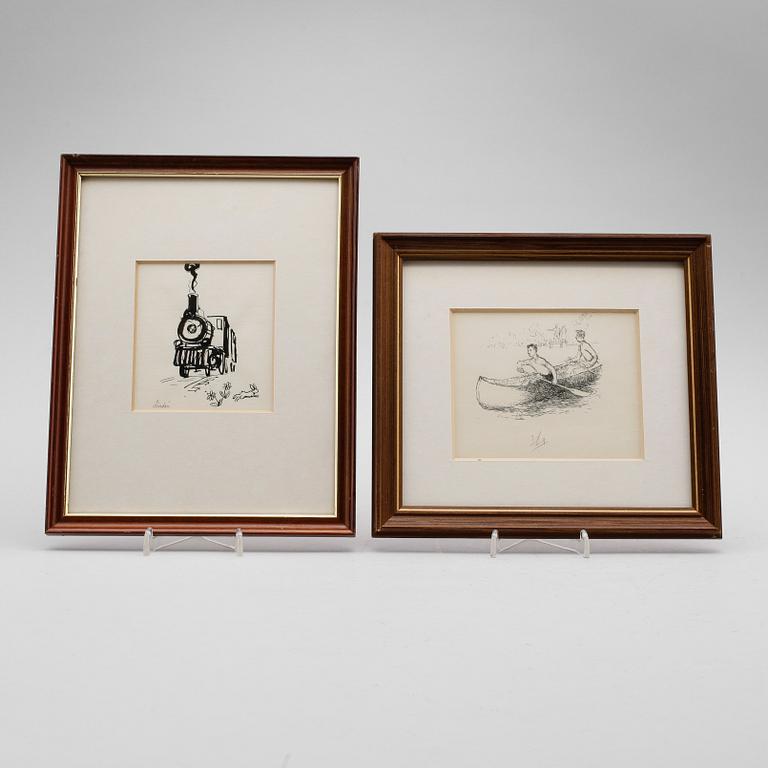 RAGNAR LINDEN,  Blyerts- och tuschteckningar, 11 st, signerade.