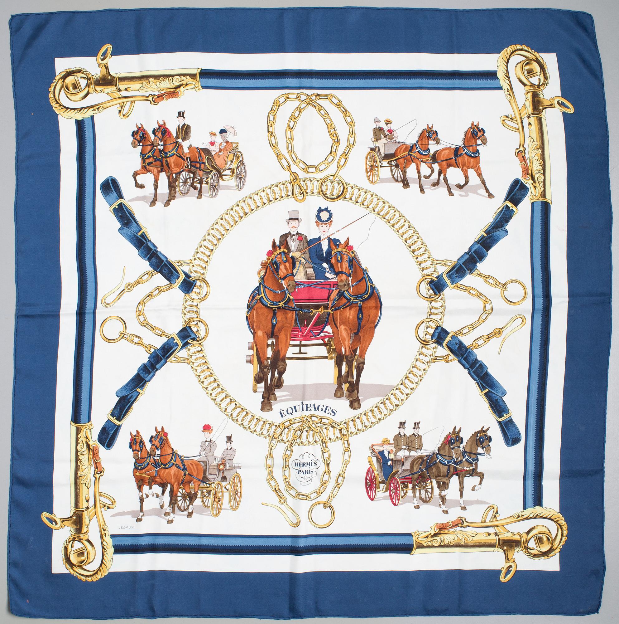 A Hermès silk scarf "Equipages".