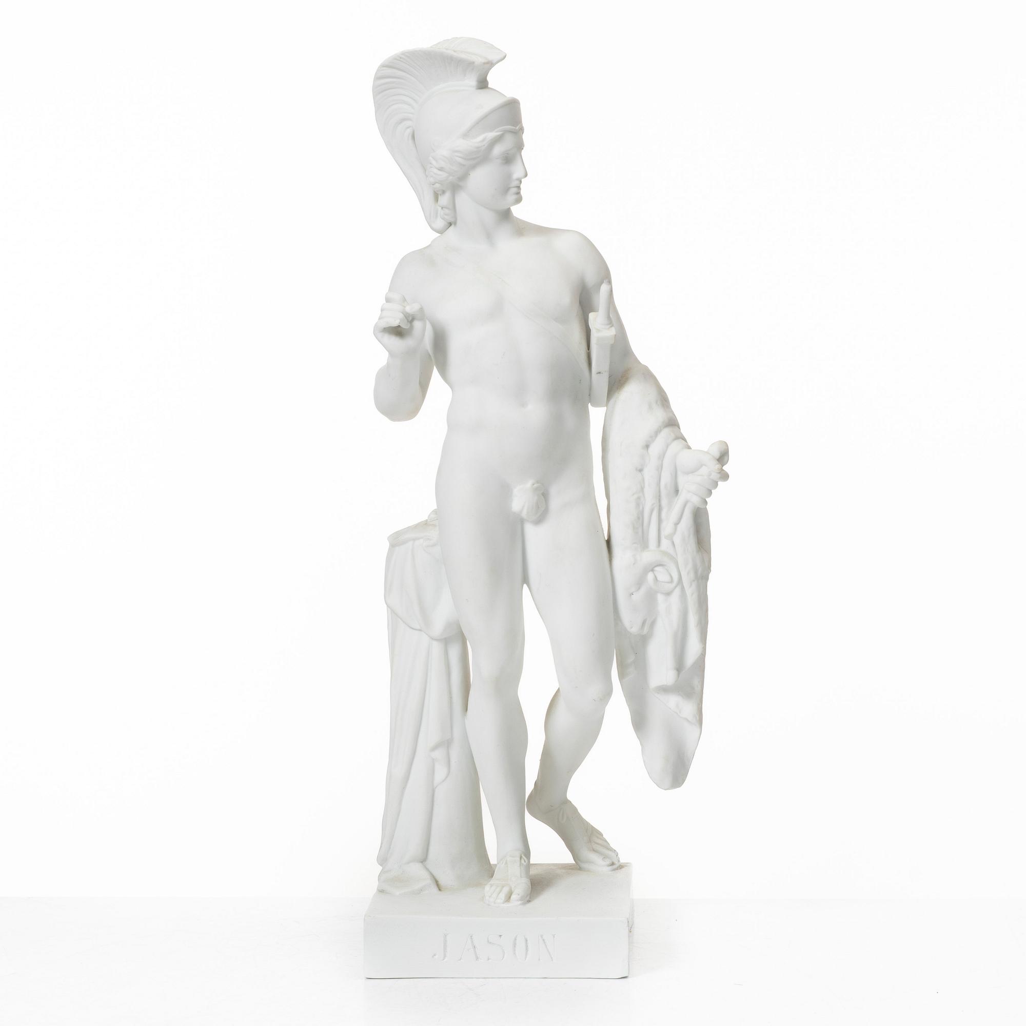 Bertel Thorvaldsen, after, a bisquit porcelain figurin, 'Jason and the golden fleece'.