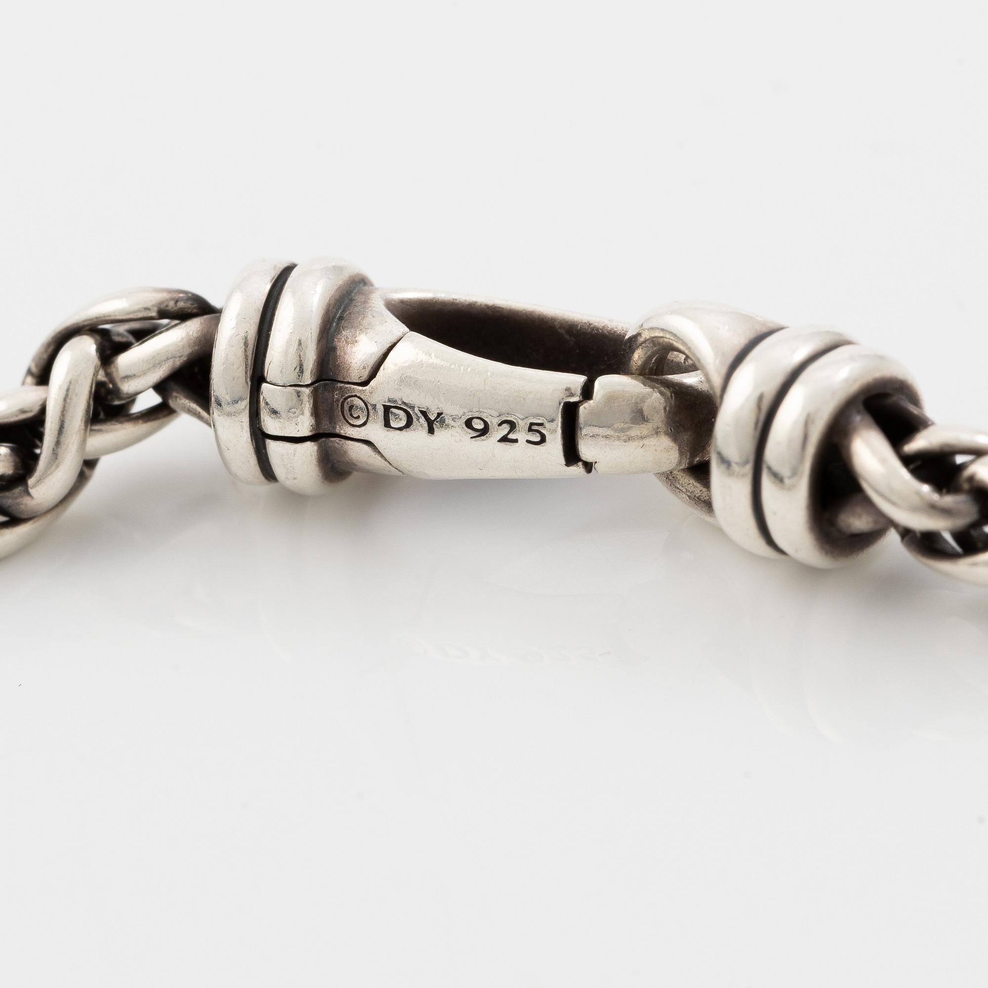 David Yurman, necklace in the form of a cross, silver with black diamonds.