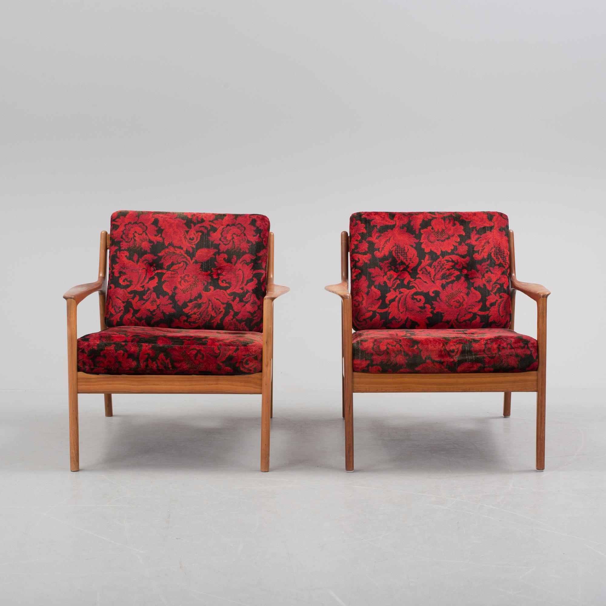 FOLKE OHLSSON, a pair of teak "USA 75" easy chair, DUX, 1960s.