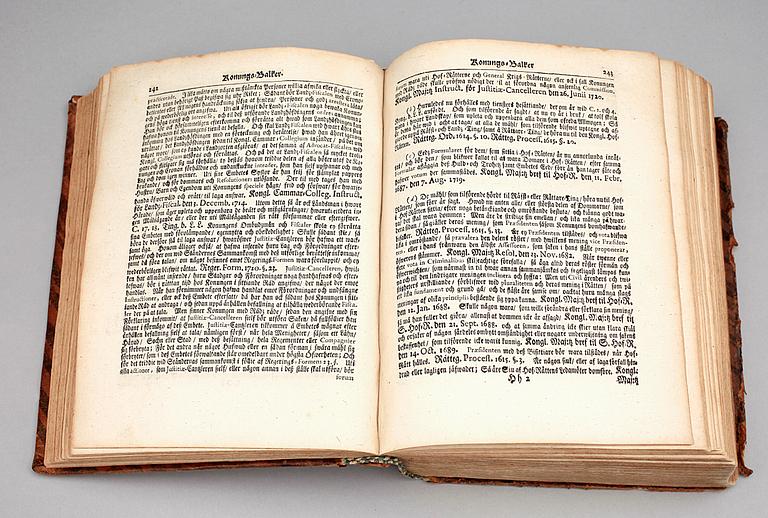 LAGBOK, "Sweriges Rijkes Lands Lag", Stockholm 1726.