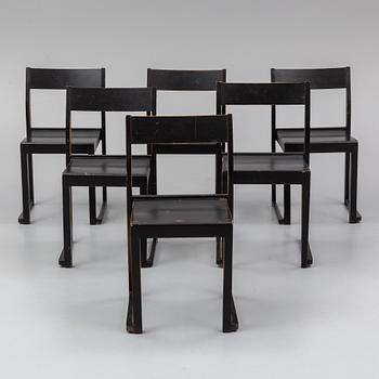 SVEN MARKELIUS, six 'Orkesterstolen' chairs, mid 20th Century.