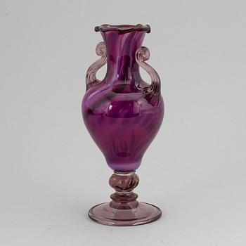 Simon Gate, & Knut Bergqvist, Heinrich Wollman, a purple graal glass vase, Orrefors Sweden 1917.