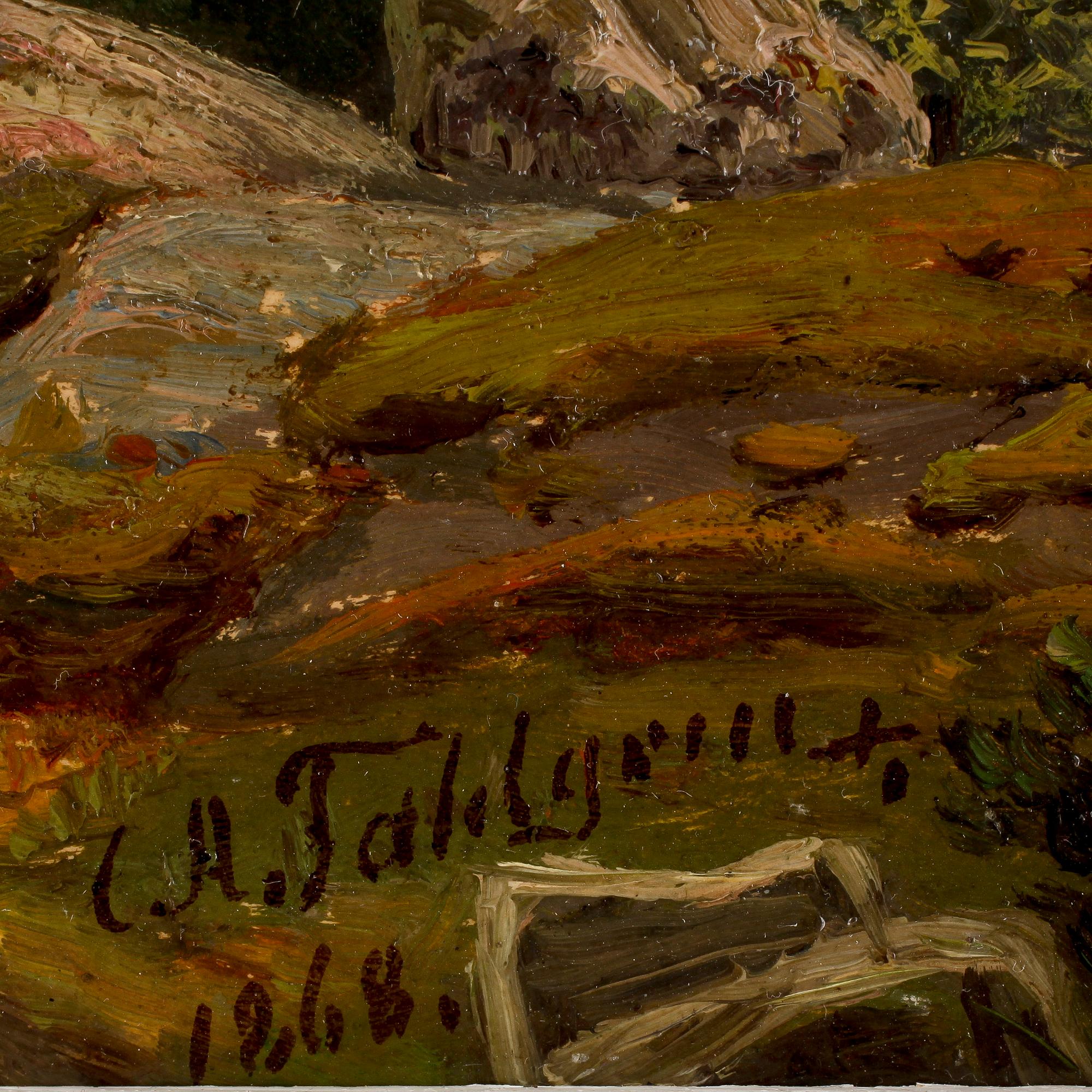 CARL AUGUST FAHLGREN, olja på pannå, signerad och daterad 1868.