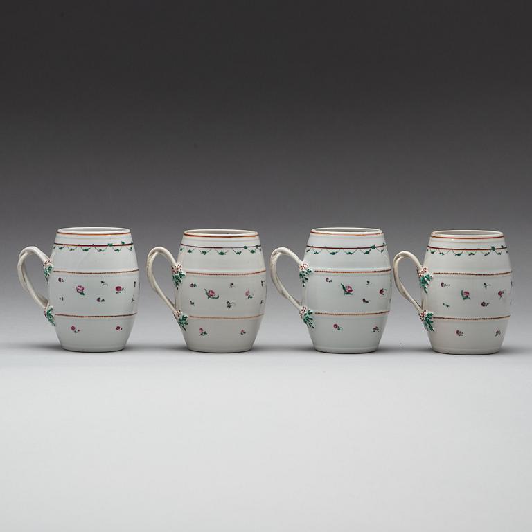 A group of four famille rose jugs, Qing dynasty, Qianlong (1736-95).