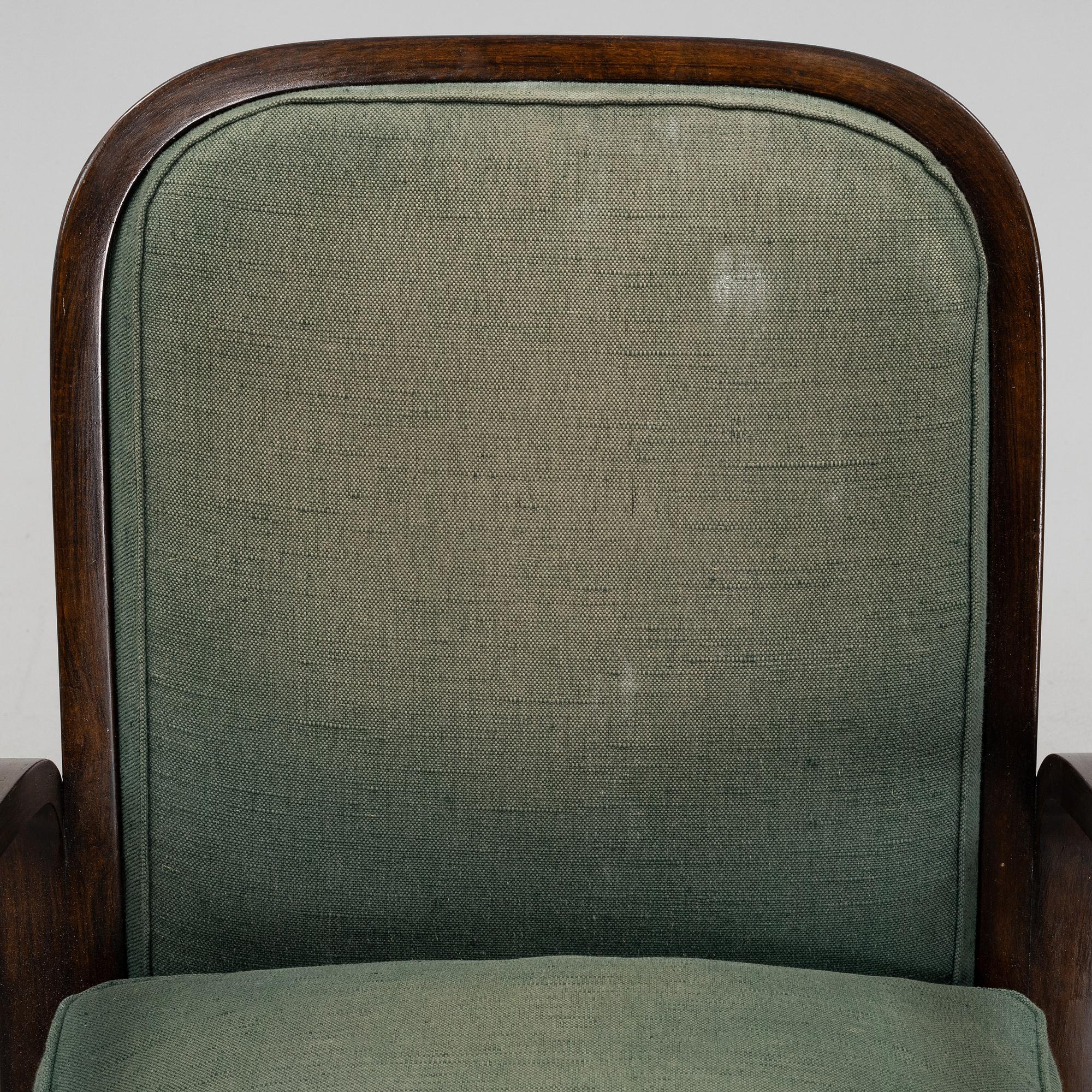 Sigurd Lewerentz, attributed, a stained beech easy chair, Gemla, Diö, 1930's.