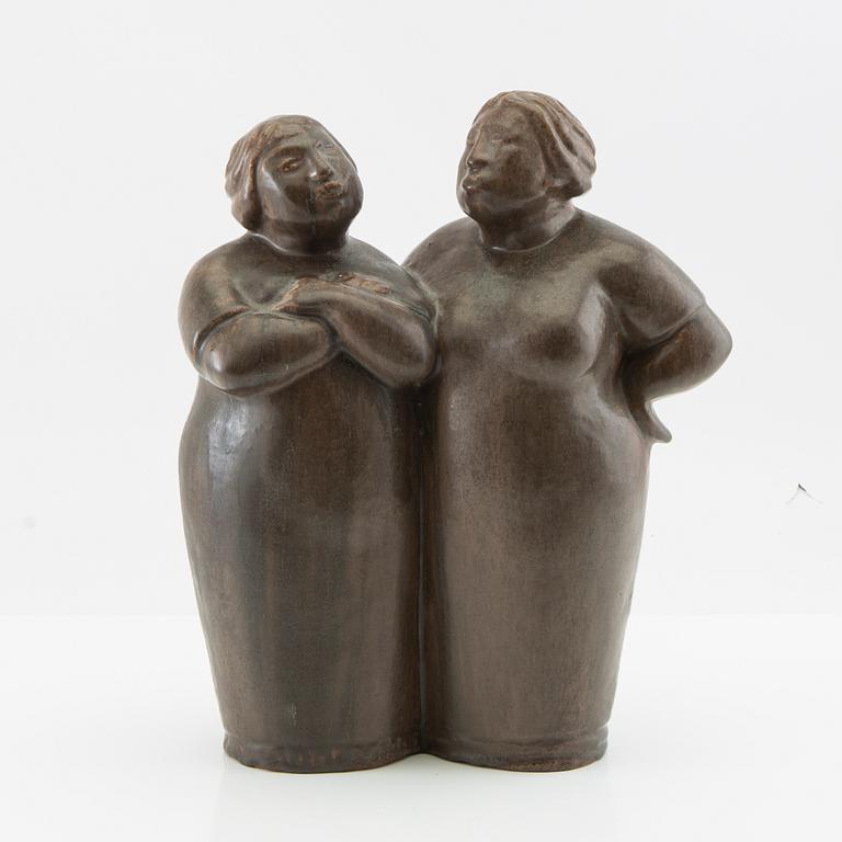 Åke Holm, sculpture, "Gossiping Women" 1940s/50s signed.