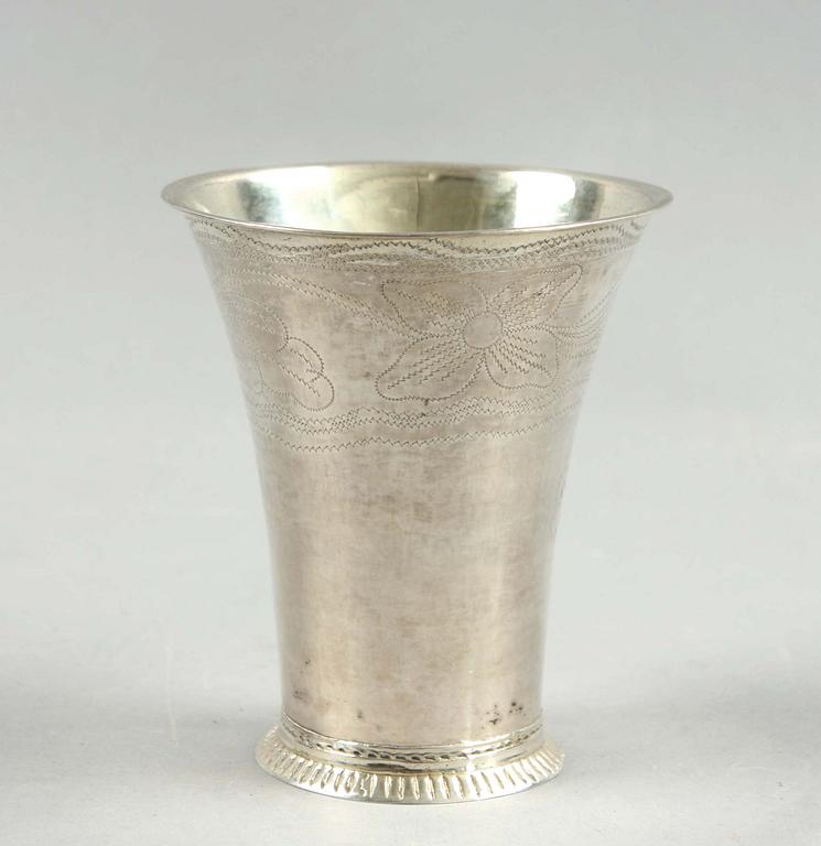 BÄGARE, silver, Johan Fredrik Hollman, Skänninge, 1807. Vikt 106 gr.
