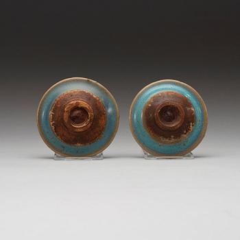 Two small lavender blue glazed Jun dishes, Yuan dynasty (1279-1368).