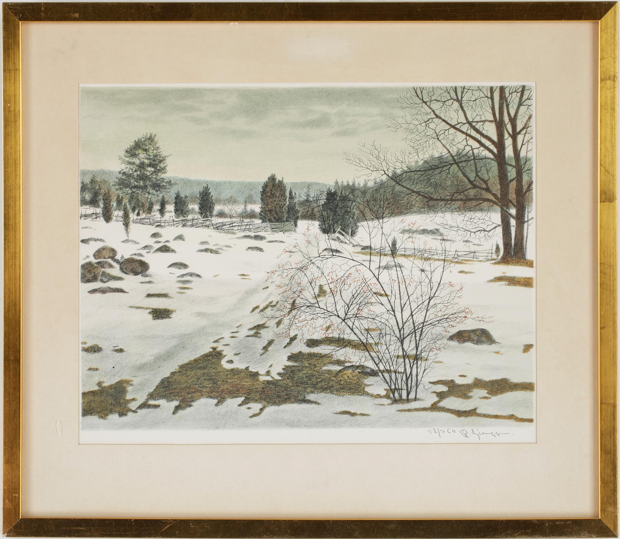 REINHOLD LJUNGGREN, färglitografier, 2 st, sign o numr 43/360 samt pt.