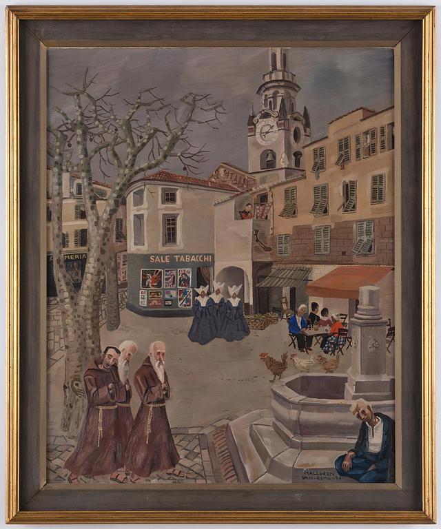 Acke Hallgren, "Domkyrkan", motiv från Piazza Muccioli, San Remo.
