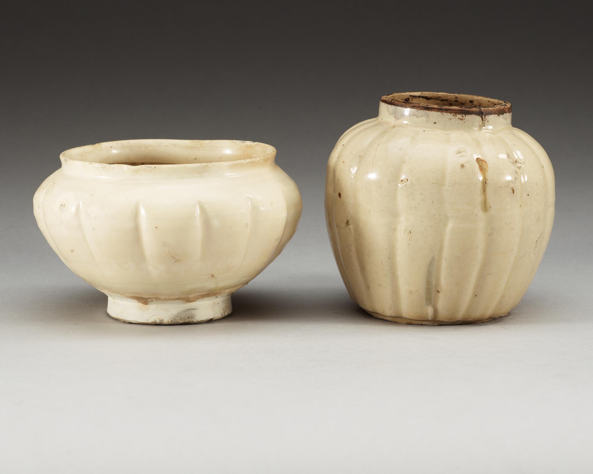 A white glazed bowl and a chizhou vase, Song (960-1279) and Yuan dynasty (1271-1368).