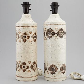 A pair of Bitossi stoneware table lights, Italy.