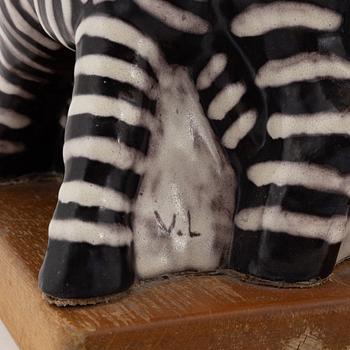 Vicke Lindstrand, a stoneware zebra sculpture, Upsala-Ekeby, Sweden.