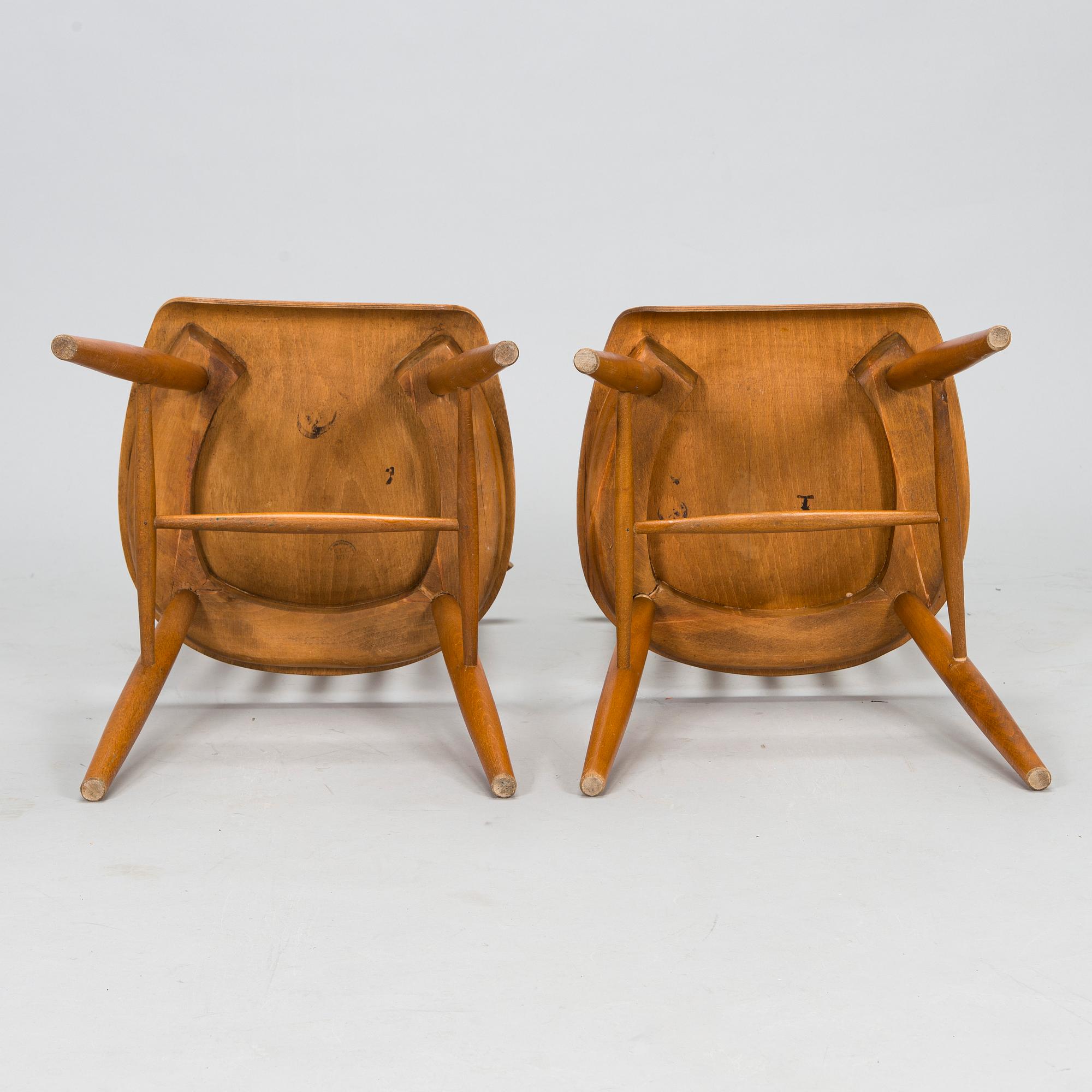 A set of six mid 20th century chairs.