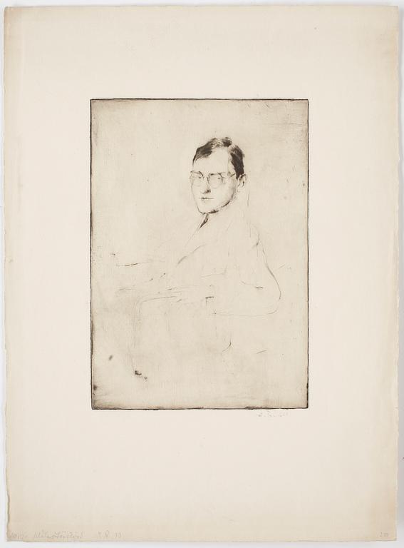 AXEL FRIDELL, torrnål, Stockholm 1917, signerad.