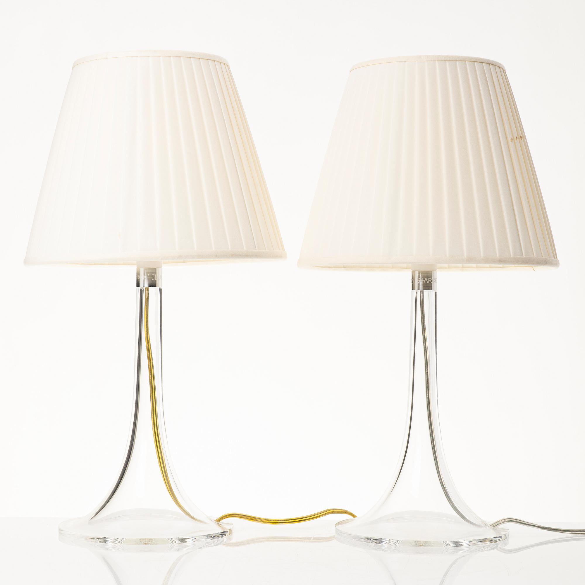 Philippe Starck, a pair of 'miss K soft' table lamps, Flos, Italy.