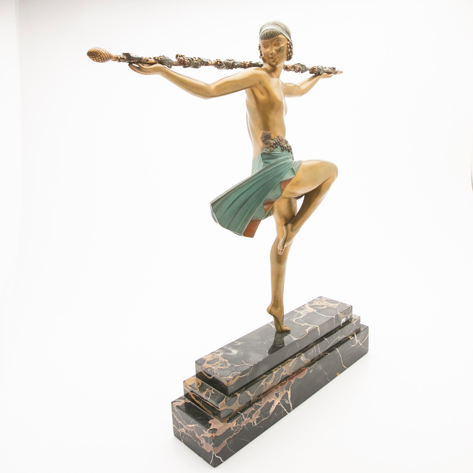 Sculpture, “La Danseuse au Thyrse”, after Pierre Le Faguays, 20th century.