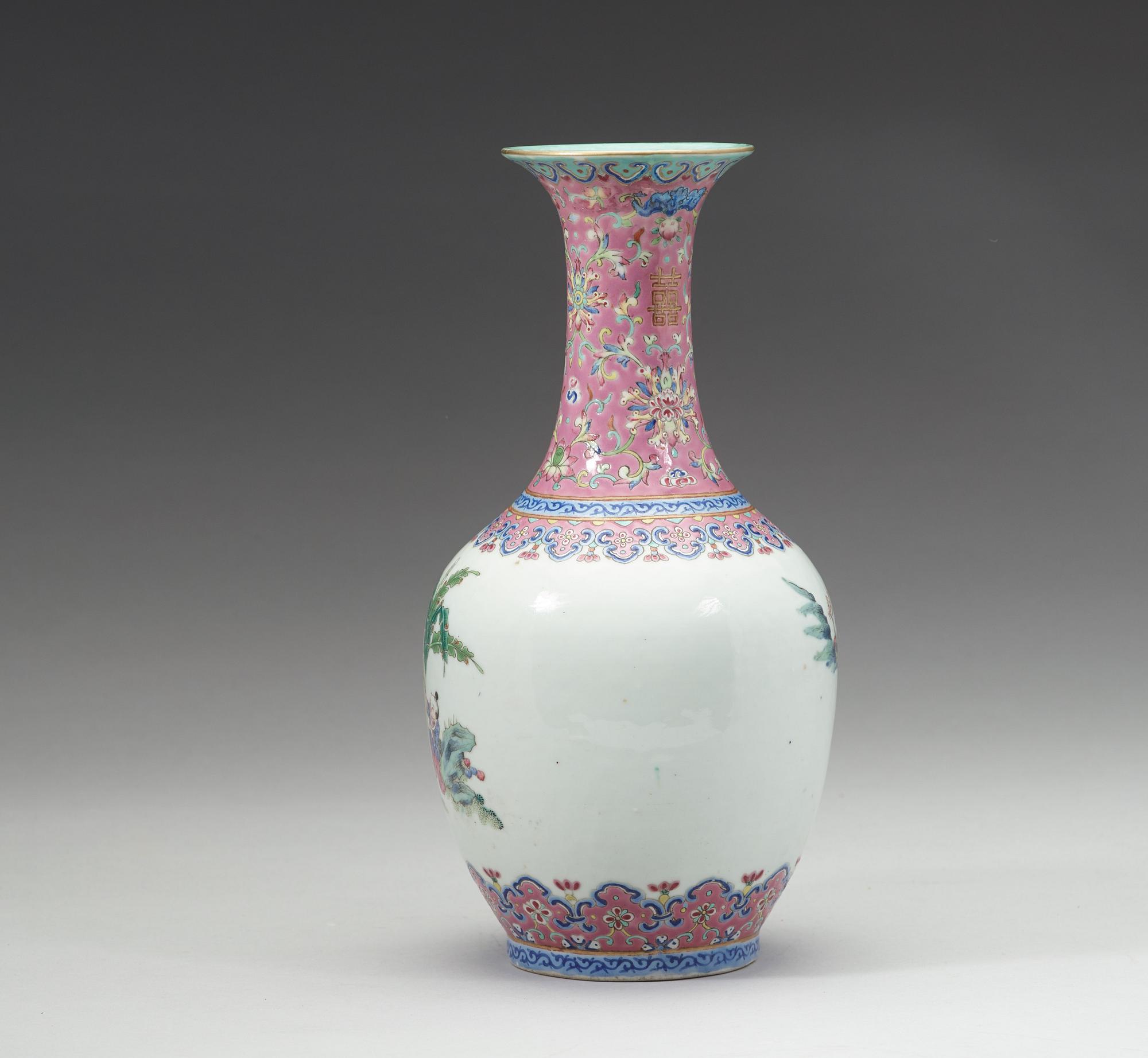 A famille rose vase, Qing dynasty, Daoguang mark and of the period (1821-1850).