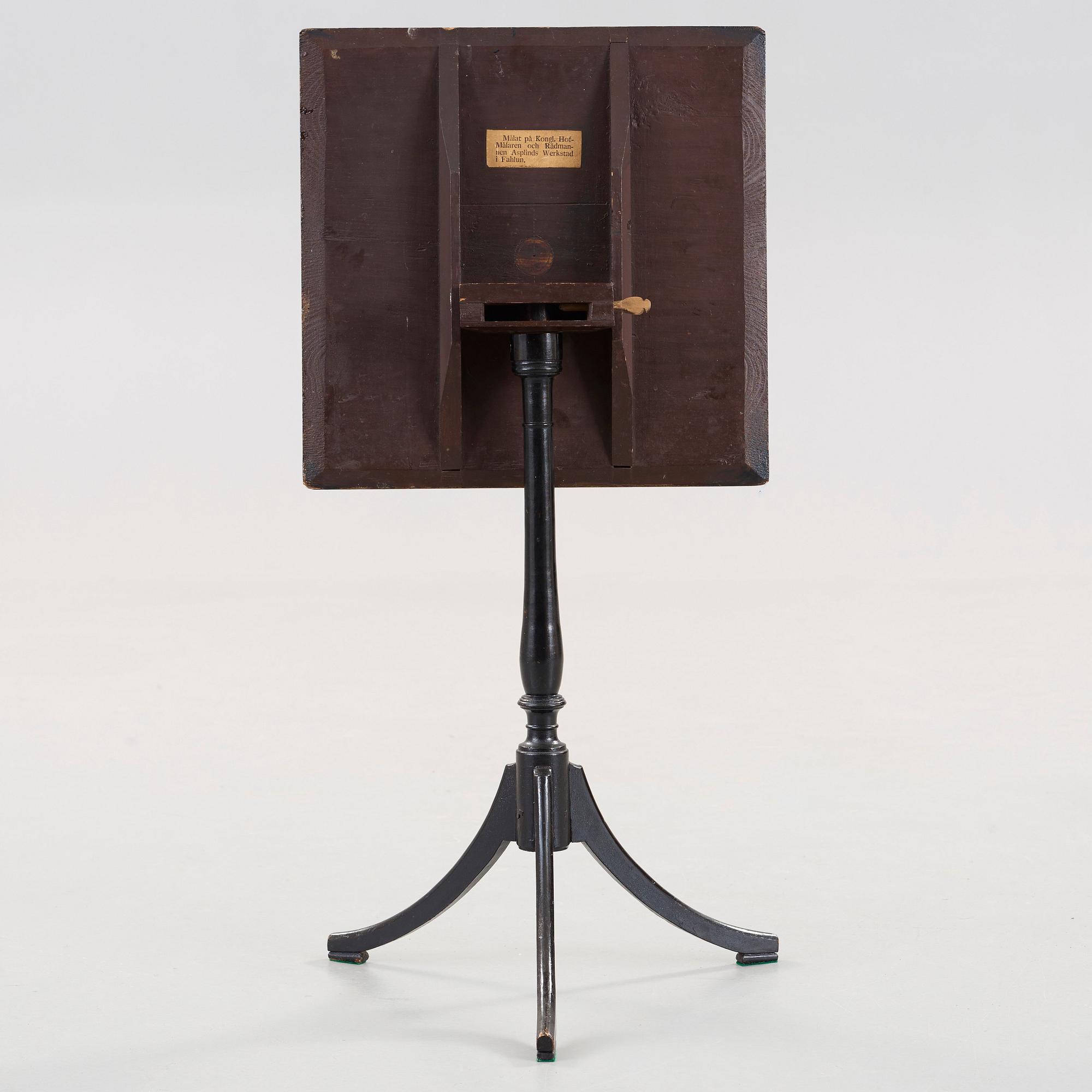 A Swedish tilt top table from the workshop of Nils Asplind in Falun, active 1785-1820.