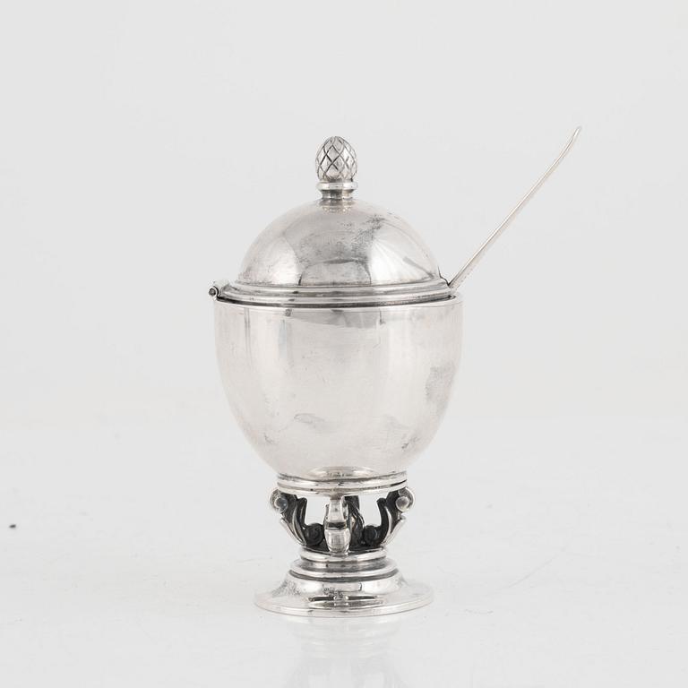 A Sterling Silver Mustard Cup, No 741 "Acorn", Johan Rodhe, Georg Jensen, Denmark 1925-32.