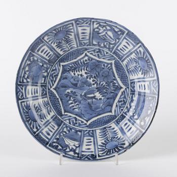 A Japanese blue and white dish, 18th Century.