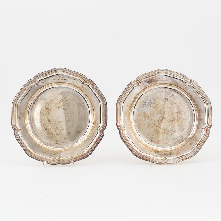 A pair of Danish silver plates, Fritz S Heimburger, Assay Master mark of  CF Heise, 1931.