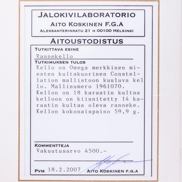 ARMBANDSUR, 18K guld, Omega Constellation, original läderrem.