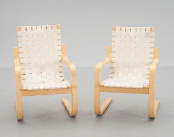 FÅTÖLJER, ett par, "Modell 406", Alvar Aalto, för Artek, Finland.