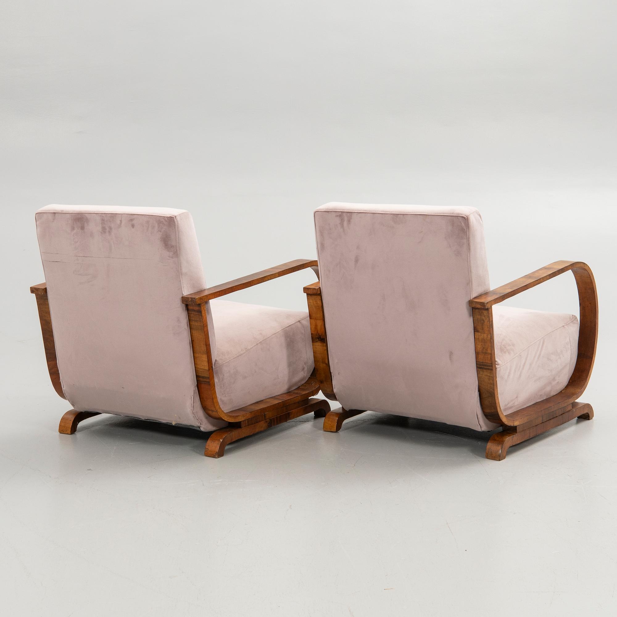 Armchairs, a pair, Art Deco style, 20th century.