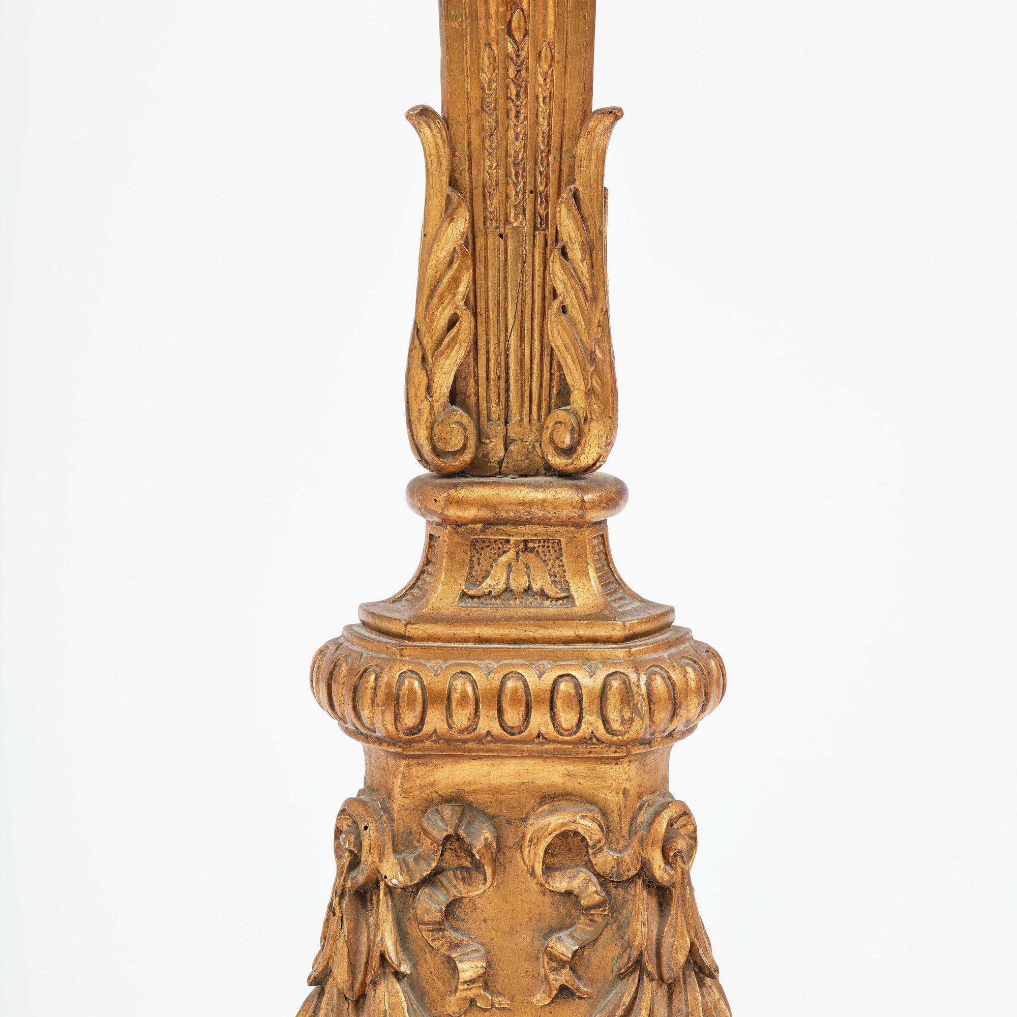A Gustavian giltwood guéridon, Stockholm, late 18th century.