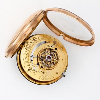 A gold verge pocket watch, Öhman, Stockholm c. 1800.