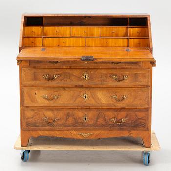 A Swedish rococo parquetry secretaire, Stockholm, later part 18th century.