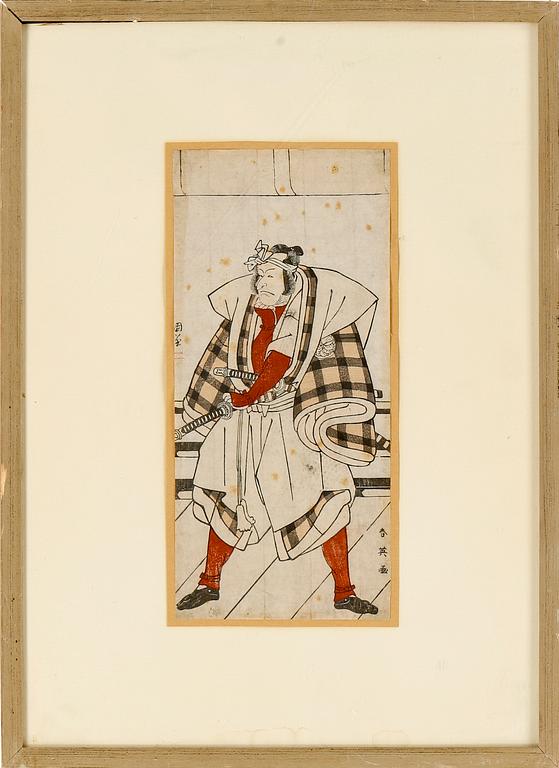 JAPANSKA TRÄSNITT, 2st, Miyagawa Shuntei och Utagawa Ichiyuasai Kuniyoshi, träsnitt, 1800-tal.