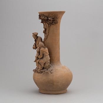 GIUSEPPE VACCARO CALTAGIRONE, skulptur med vas, terracotta, signerad.