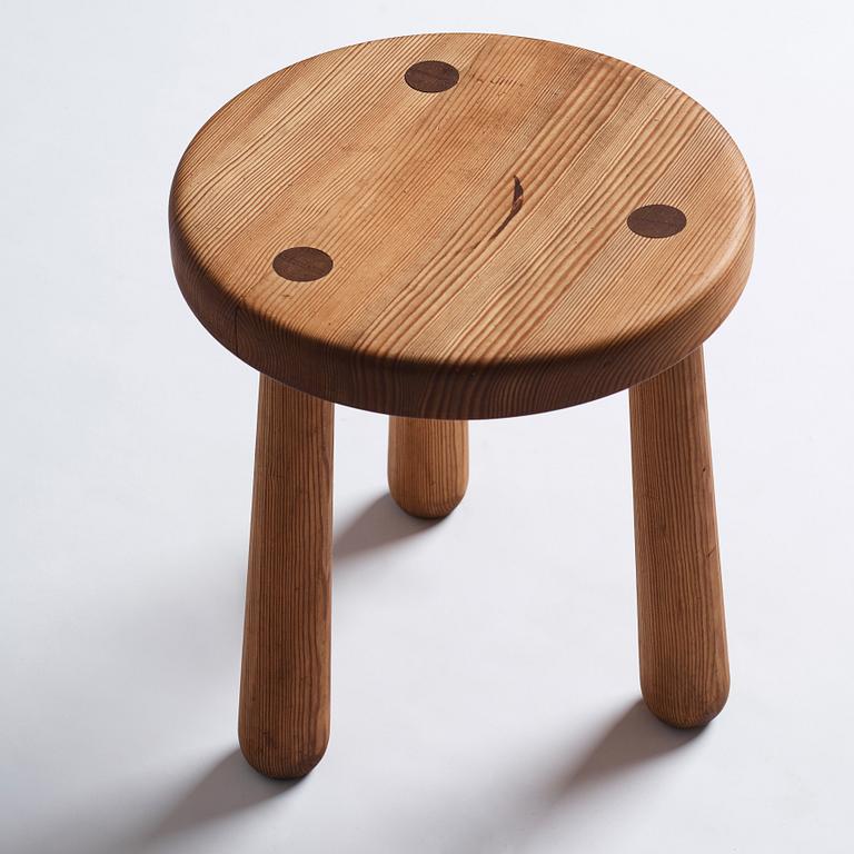 Axel Einar Hjorth, a stained pine stool 'Utö', Nordiska Kompaniet, Sweden 1930s.