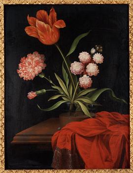 Johan Johnsen, Still life with flower in a glass vase.