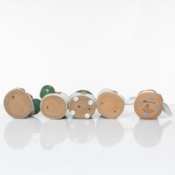 Lisa Larson, a set of five stoneware figurines, including from the series 'Adventsbarn', Gustavsberg.
