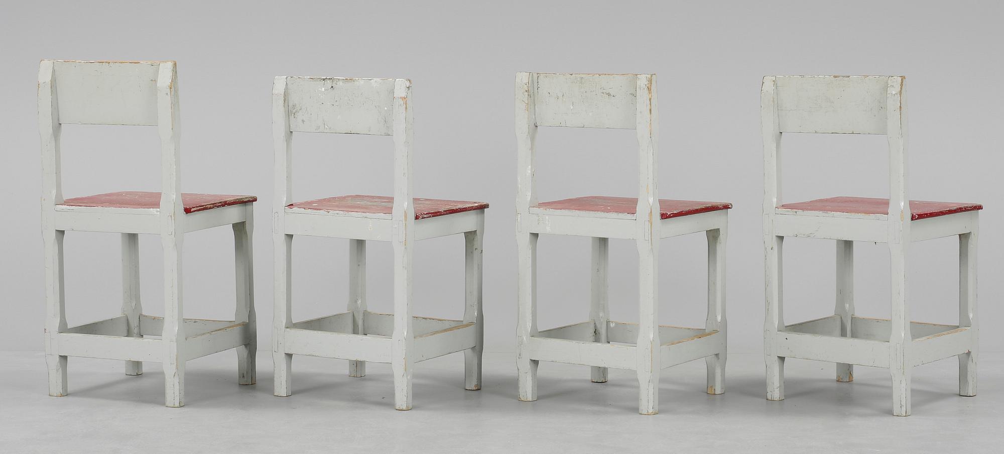 STOLAR, 4 stycken snarlika, allmoge, 1800-tal.