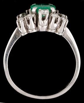 Ring, set with an emerald, 1.20 cts, and diamonds, 0.46 cts.