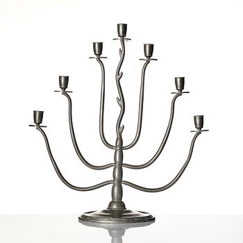 Nils Fougstedt, a seven light pewter candelabrum model "92", Firma Svenskt Tenn, Stockholm 1930.