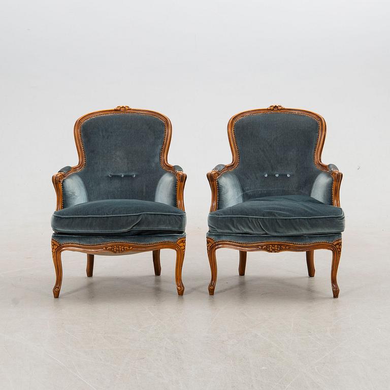 Fåtöljer ett par Louis XV-stil 1900-talets mitt.
