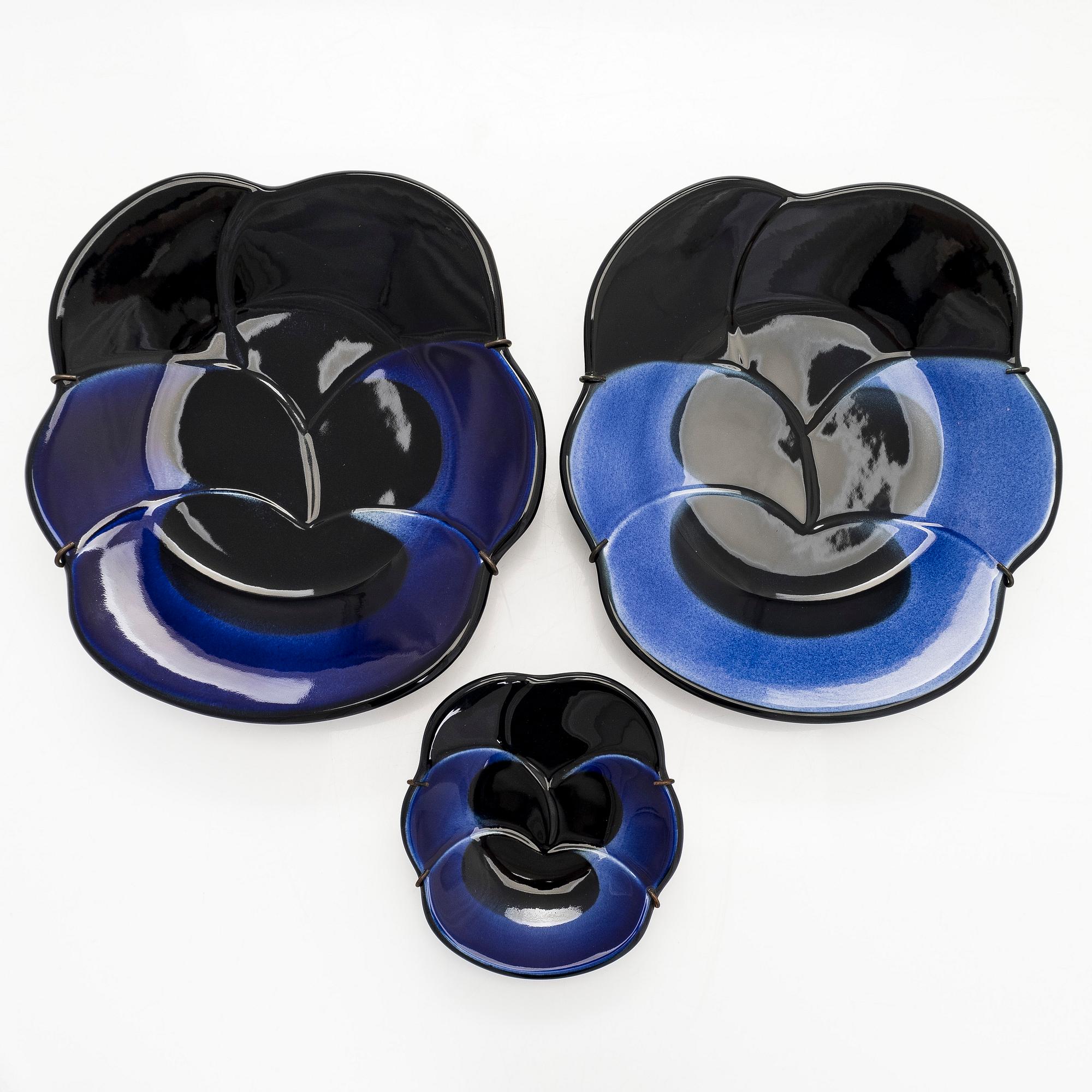 Birger Kaipiainen, vateja 3, kpl, keramiikkaa, leimattu "Viola 1967, Arabia Suomi, Kaipiainen Invenit".