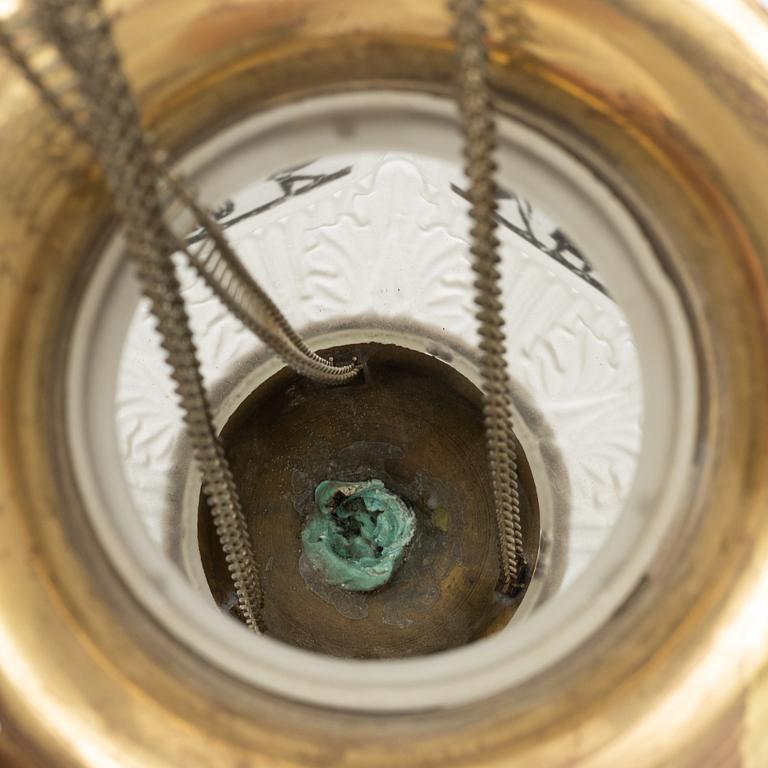 A glass ceiling lamp, circa 1900.