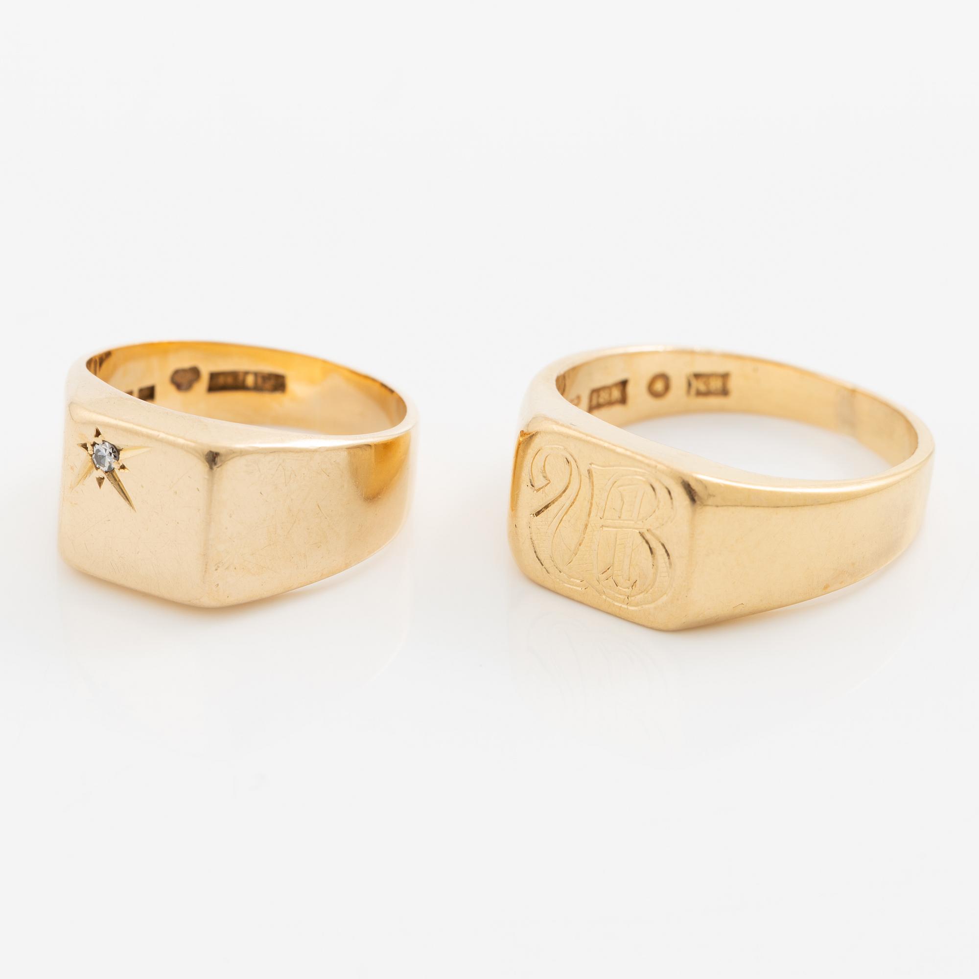 Two rings 18K gold.