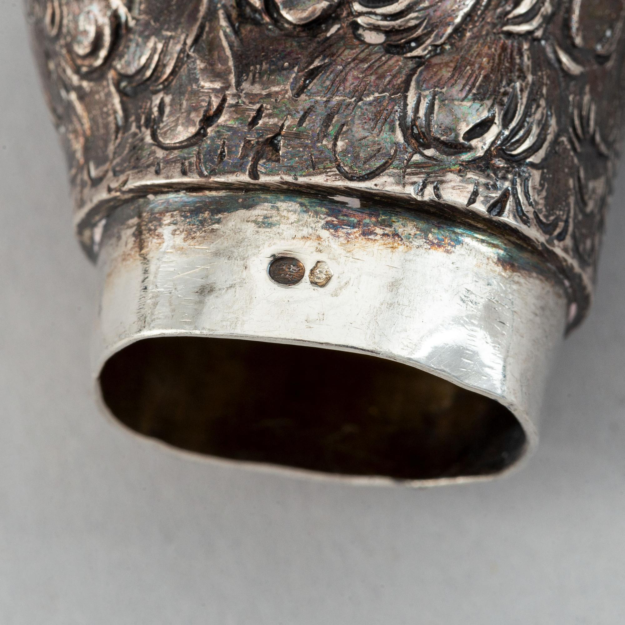 A pair of silver table decorations / birds, Swedish import marks 20th century.