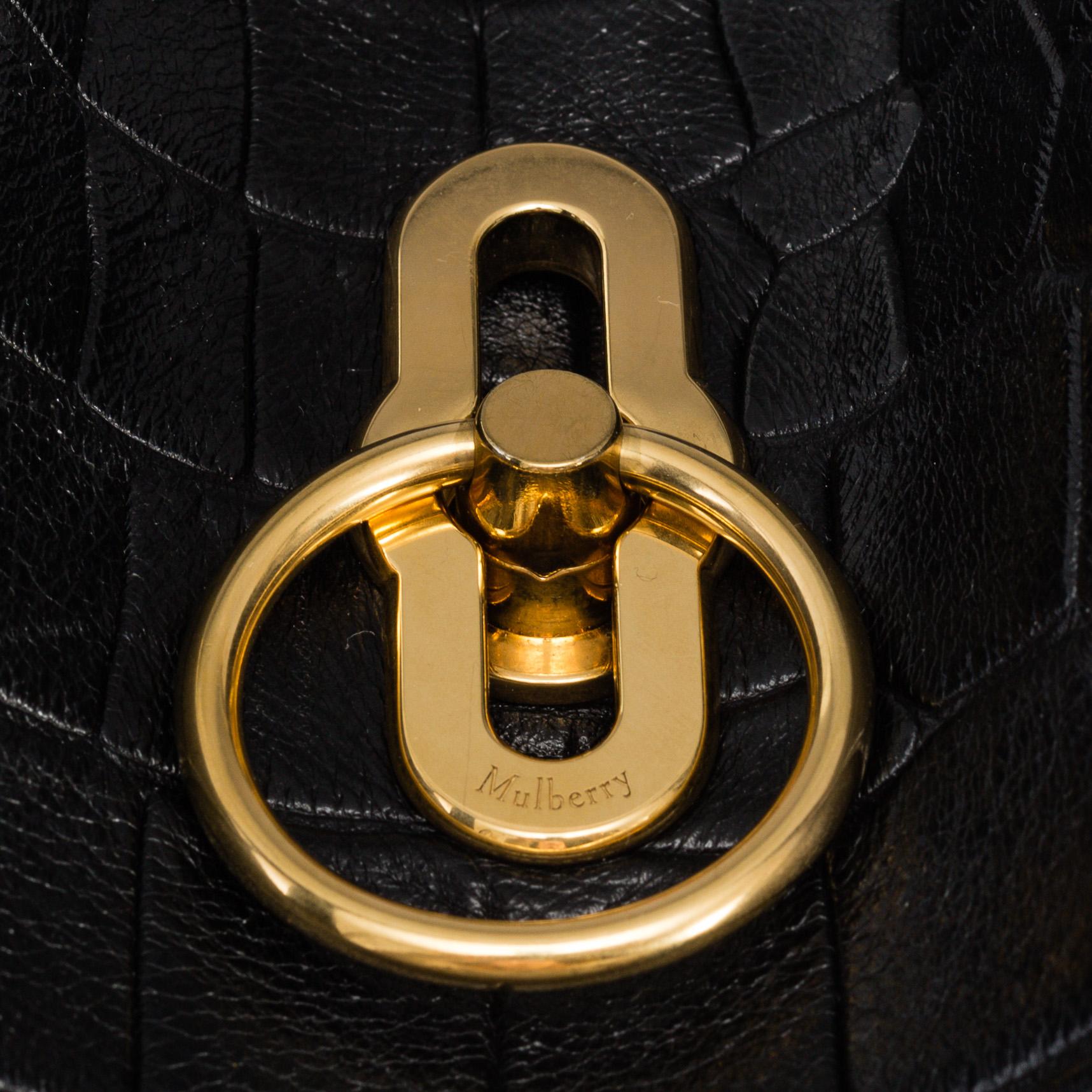 MULBERRY, a black leather 'Marloes' hobo bag.